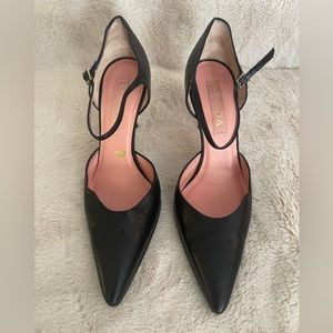 Vintage Escada Black Leather Heels Size 37 ~ Excellent Condition